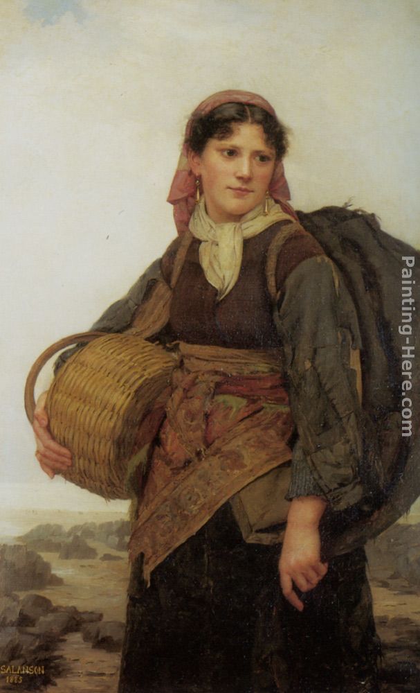 The Fishergirl painting - Eugenie Marie Salanson The Fishergirl art painting